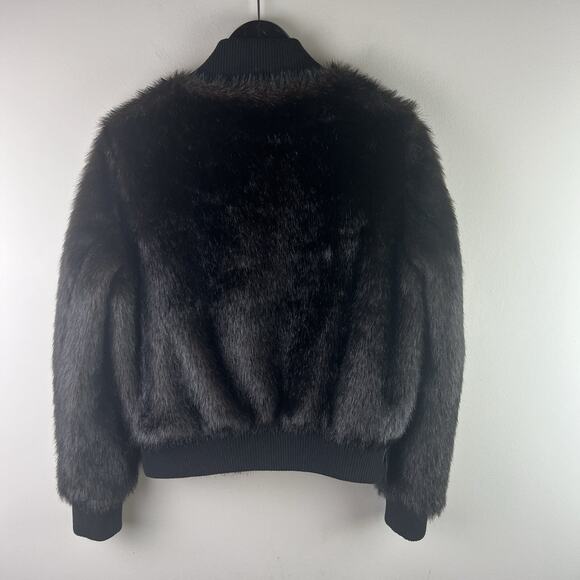 Love Token Coat Faux Fur Brown Bomber zip light soft fuzzy Jacket M - Picture 6 of 7